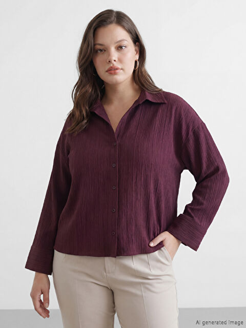 LCW Vision Çizgili Oversize Kadın Gömlek