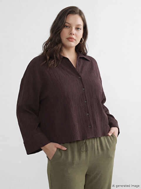 LCW Vision Çizgili Oversize Kadın Gömlek