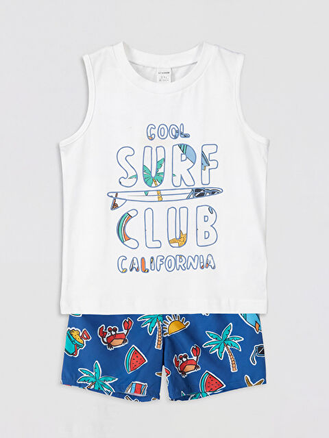 LCW Kids California Baskılı Erkek Çocuk Atlet ve Deniz Şortu