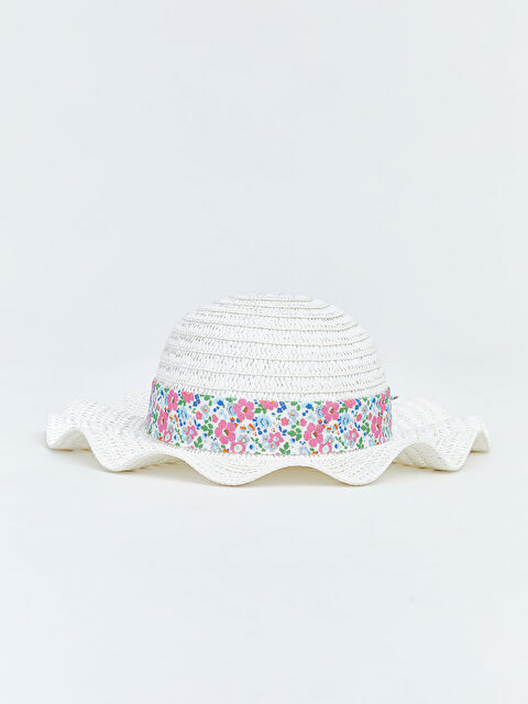 LCW ACCESSORIES Çiçekli Hasır Kız Çocuk Fötr Şapka