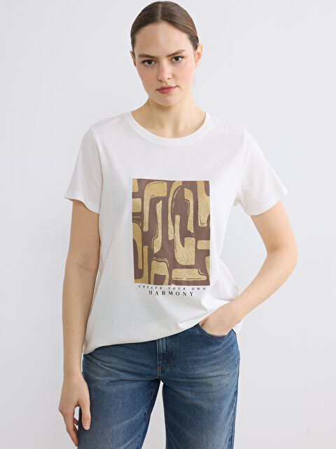 LCW EVERYDAY Woman ECRU T-Shirt - S6IE83Z8-R9J