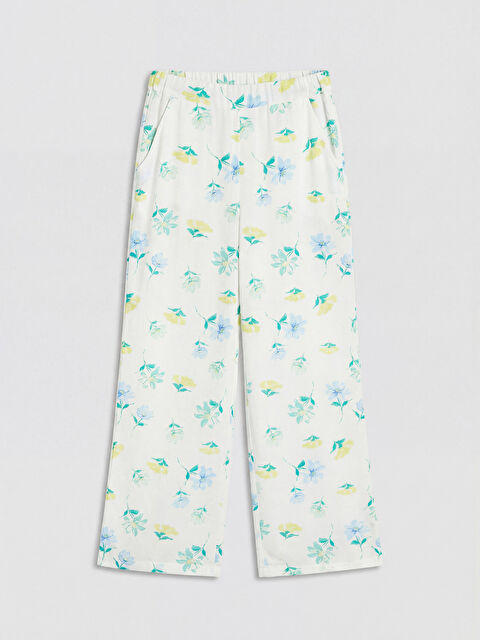 LCW Kids Çiçek Desenli Kız Çocuk Poplin Pantolon