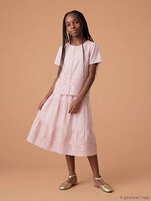 LCW Kids Beli Lastikli Fisto Detaylı Kız Çocuk Etek