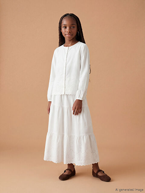 LCW Kids Beli Lastikli Fisto Detaylı Kız Çocuk Etek