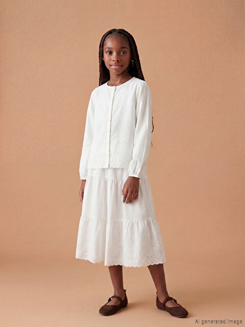 LCW Kids Beli Lastikli Fisto Detaylı Kız Çocuk Etek