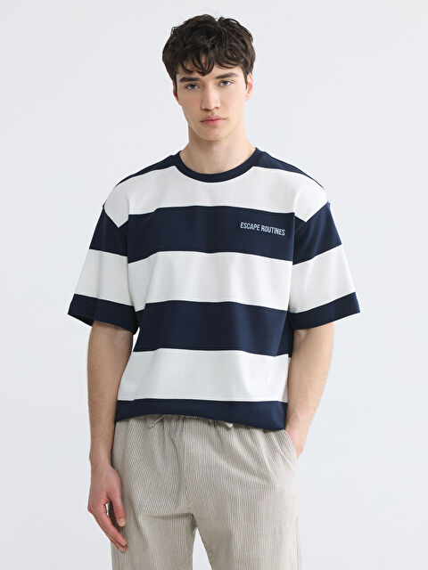 XSIDE Bisiklet Yaka Çizgili Erkek Tişört