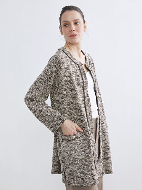 LCW ECO Bisiklet Yaka Desenli Kadın Hırka - S6IF44Z8-MJD