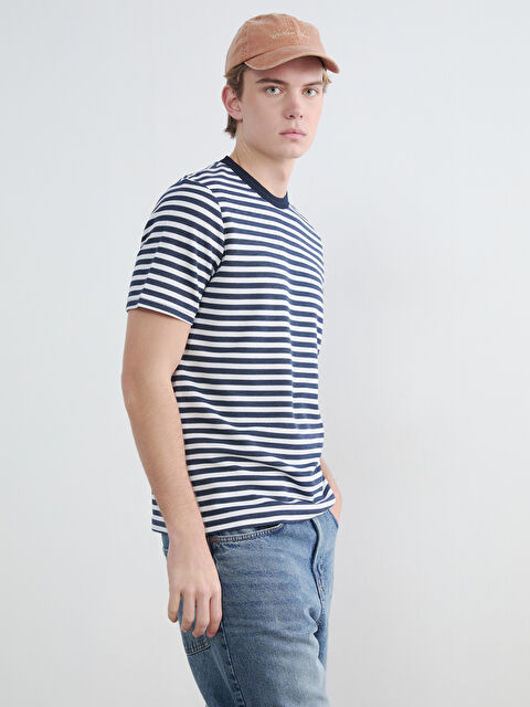 XSIDE Bisiklet Yaka Çizgili Erkek Tişört	 - S6IF55Z8-LGB