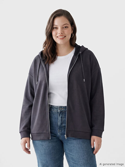 LCW EVERYDAY Kapüşonlu Yaka Kadın Fermuarlı Sweatshirt