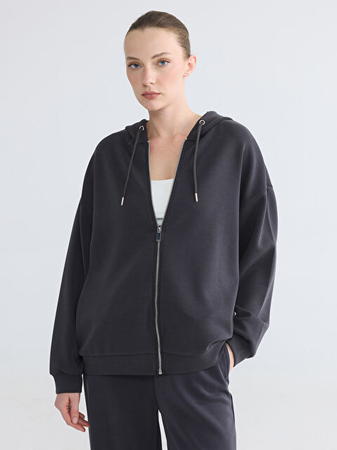 LCW EVERYDAY Kapüşonlu Yaka Kadın Fermuarlı Sweatshirt