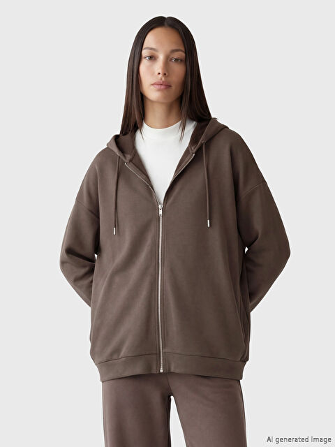 LCW EVERYDAY Kapüşonlu Kadın Fermuarlı Sweatshirt