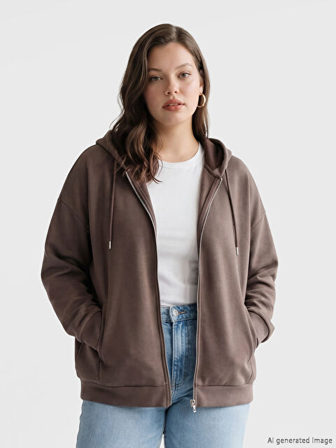 LCW EVERYDAY Kapüşonlu Kadın Fermuarlı Sweatshirt