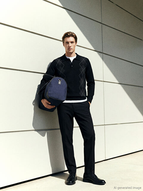 SOUTHBLUE Polo Yaka Baklava Desenli Erkek Triko Kazak - S6IG08Z8-CVL