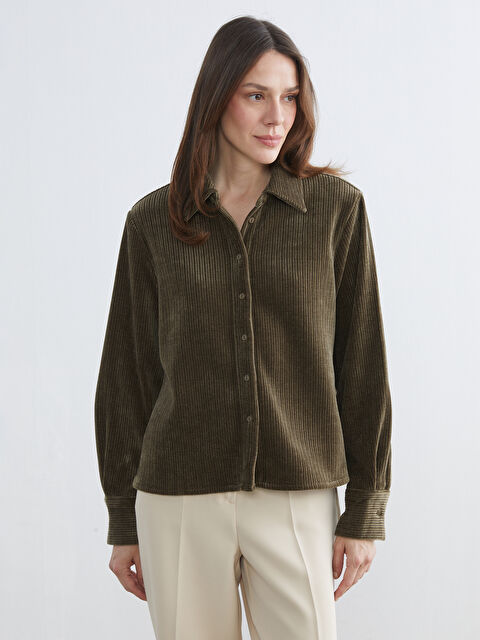 LCWAIKIKI Classic Regular Fit Women's Velvet Shirt - S6IG52Z8-10O