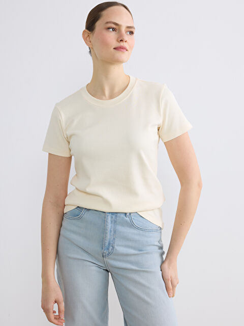 LCW EVERYDAY Әйелдер сарғыш Футболка - S6IG78Z8-FDN