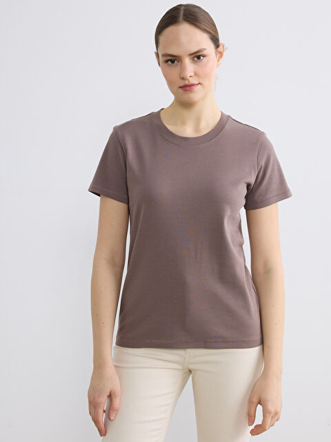 LCW EVERYDAY Женщины Коричневый Футболка - S6IG78Z8-H3Z