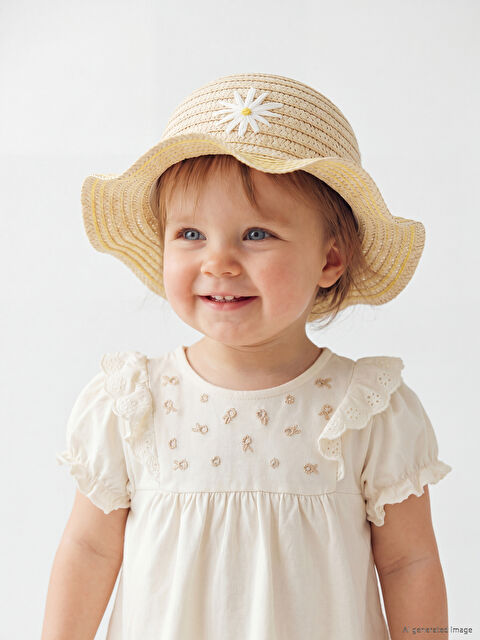 LCW ACCESSORIES Çiçek Nakışlı Kız Bebek Bucket Şapka
