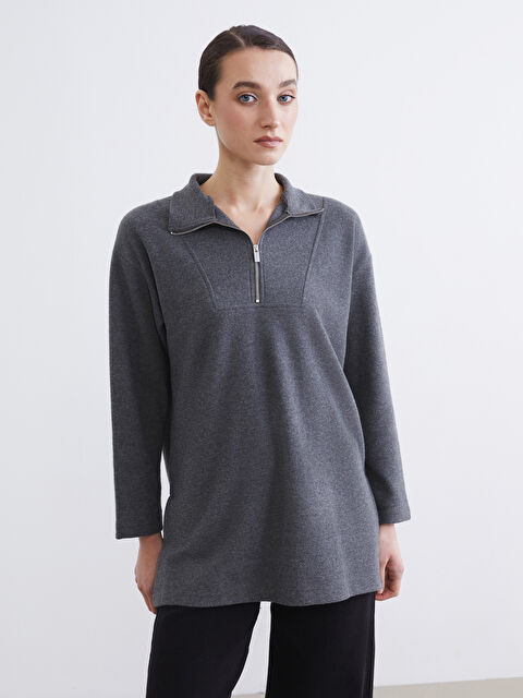 LCW Modest Dik Yaka Kadın Sweatshirt Tunik	 - S6IH72Z8-CWN