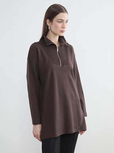 LCW Modest Dik Yaka Kadın Sweatshirt Tunik	 - S6IH72Z8-HMK