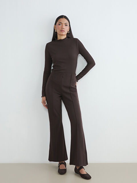 LCW Modest Beli Lastikli İspanyol Paça Kadın Pantolon - S6IH73Z8-HMK