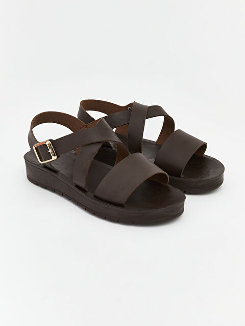 LCW STEPS Deri Görünümlü Kadın Sandalet