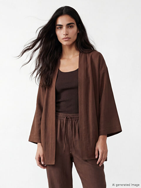 LC WAIKIKI Şal Yaka Oversize Kadın Kimono - S6II11Z8-1MW