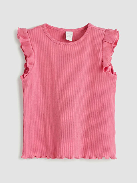 LCW ECO Bisiklet Yaka Fırfırlı Kız Çocuk Atlet - S6II13Z1-R0K