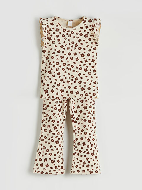 LCW ECO Çiçek Desenli Kız Çocuk Bluz ve Tayt - S6II20Z1-LQA