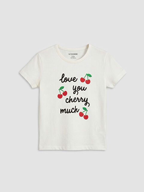 LCW Kids Girl ECRU T-Shirt - S6IK17Z1-R9J