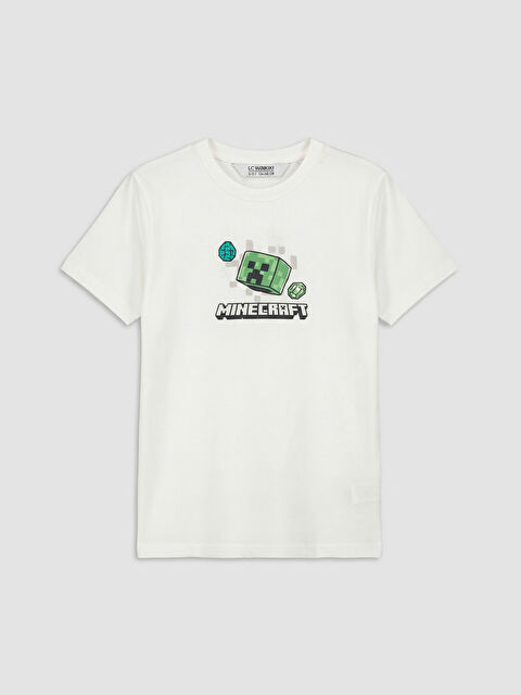 LCW Kids Bisiklet Yaka Minecraft Baskılı Erkek Çocuk Tişört