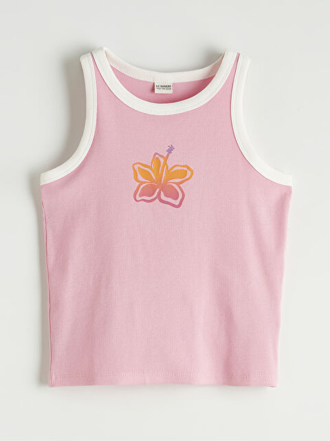 LCW Kids дөңгелек жағалы принтті қыздарға арналған майка - S6IK57Z4-FLY