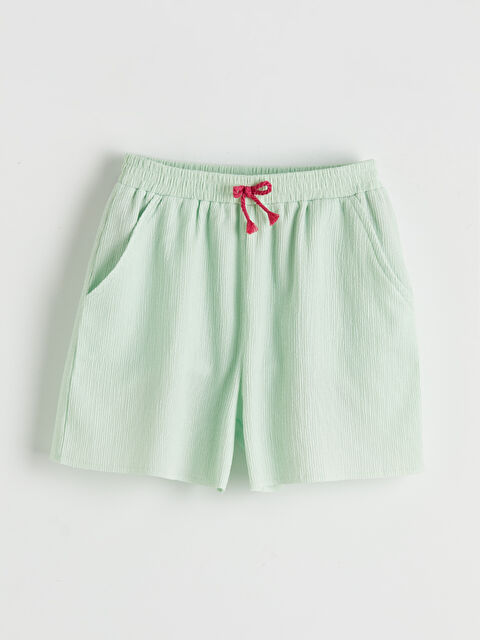 LCW Kids Beli Lastikli Kız Çocuk Dokulu Şort