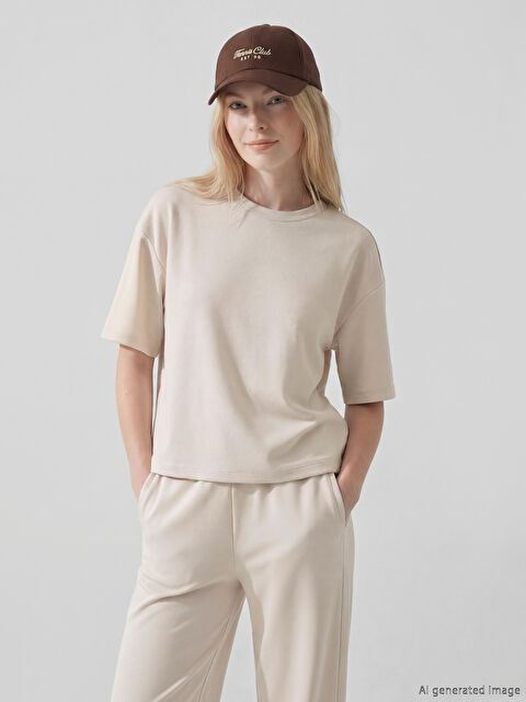 XSIDE Bisiklet Yaka Soft Touch Kadın Tişört	 - S6IL41Z8-KJS