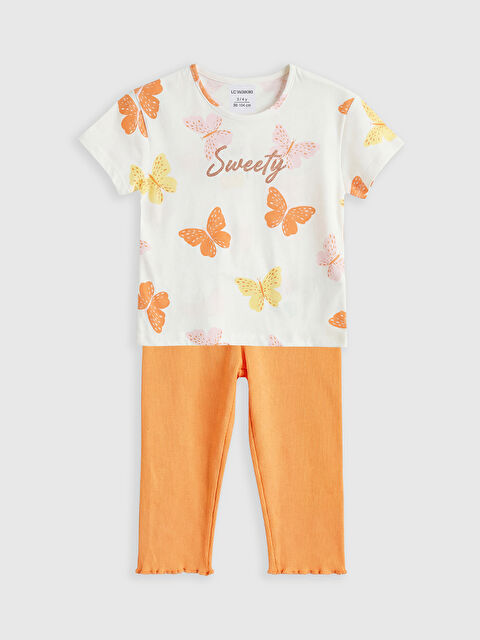LCW Kids Kelebek Baskılı Kız Çocuk ve Tayt - S6IL60Z1-LRA