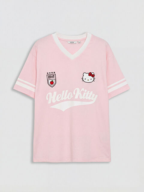 XSIDE V Neck Hello Kitty Printed Women's T-Shirt - S6IL62Z8-QNT
