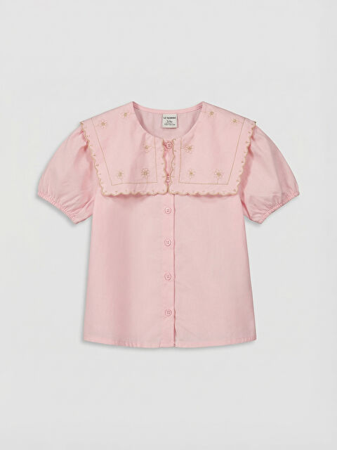 LCW Kids Embroidered Short Sleeve Girls' Shirt - S6IL65Z1-FVB