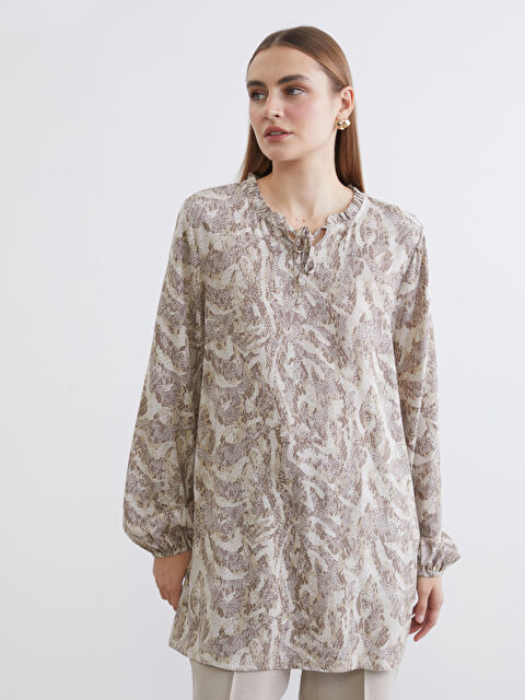 LCW ECO Bağlamalı Yaka Desenli Kadın Tunik - S6IM55Z8-LRV