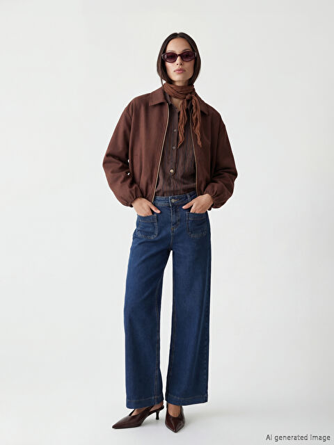 LCW STUDIO Wideleg Kadın Jean Pantolon - S6IM77Z8-H45