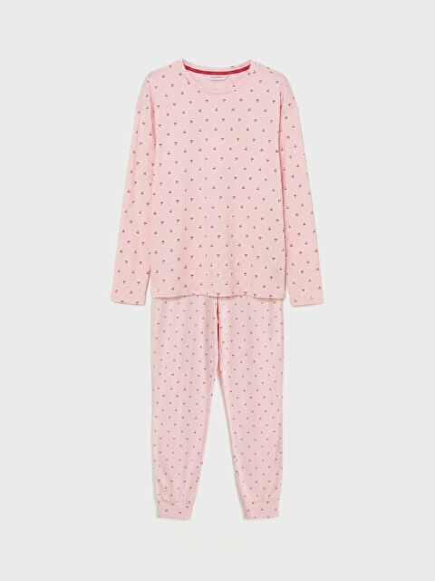 LCW DREAM Bisiklet Yaka Kiraz Desenli Kadın Pijama Takımı - S6IN06Z8-LT4