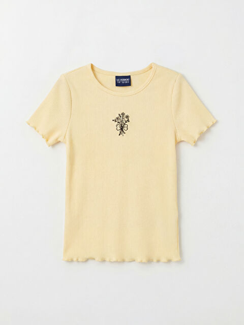 LCW ECO Bisiklet Yaka Çiçekli Kız Çocuk Tişört - S6IN41Z4-FRS