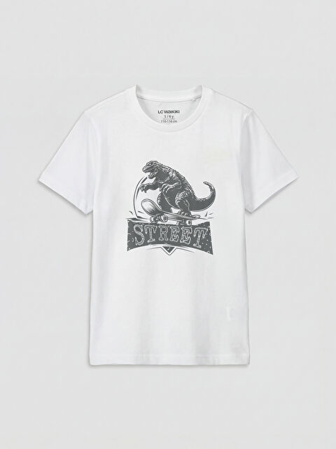 LC WAIKIKI Bisiklet Yaka Dinozor Baskılı Erkek Çocuk Tişört - S6IO06Z4-J5E