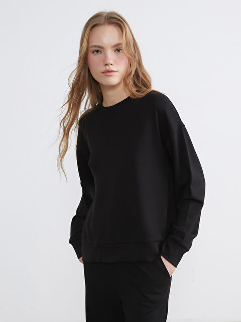 XSIDE Bisiklet Yaka Soft Touch Kadın Sweatshirt - S6IO70Z8-CVL