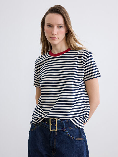 LCW Vision Crew Neck Striped Women's T-Shirt - S6IO82Z8-LGS