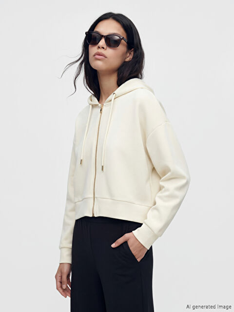 LCW Vision Kapüşonlu Kadın Fermuarlı Sweatshirt