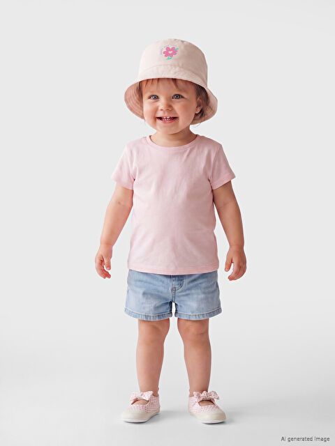 LCW ACCESSORIES Çiçek Desenli Kız Bebek Bucket Şapka