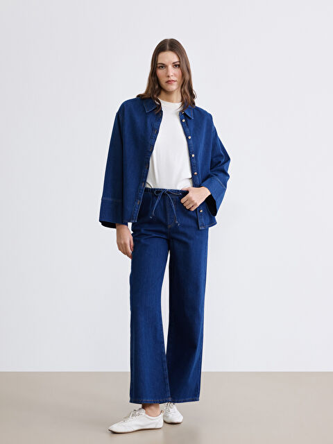 LCW Comfort Beli Lastikli Wideleg Kadın Jean Pantolon - S6IQ35Z8-507