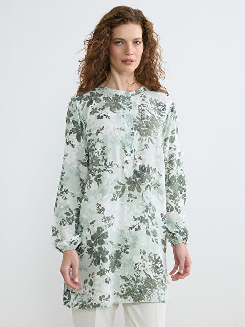 LCW ECO Hakim Yaka Çiçekli Balon Kollu Kadın Tunik - S6IQ39Z8-LRF