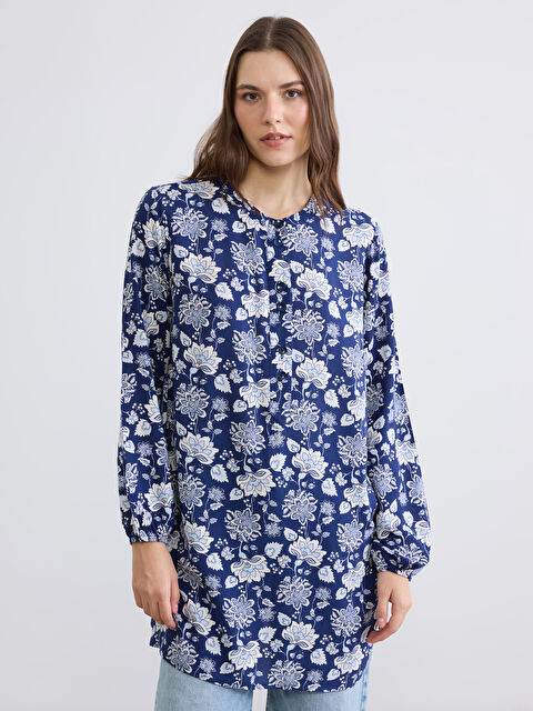 LCW ECO Hakim Yaka Çiçekli Balon Kollu Kadın Tunik - S6IQ39Z8-LSJ