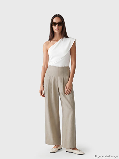 LCW ECO Pantalon Plissé Femme Coupe Ample