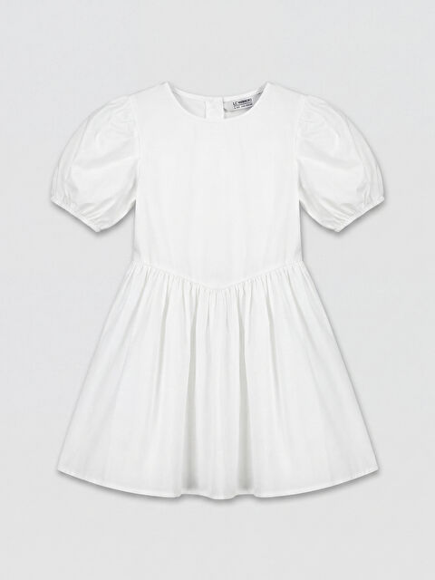 LC WAIKIKI Bisiklet Yaka Balon Kollu Kız Çocuk Elbise